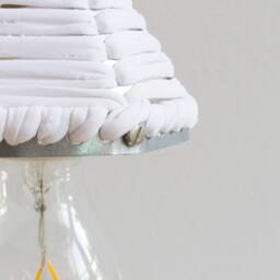 Mini Pendant Lamp - Handmade Lamp Pendant Accessory Living Interior Metal Wood Fabric Cotton Textile Band - thumbnail 3