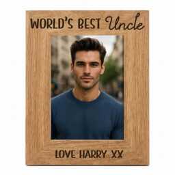 Personalised Uncle Photo Frame - Engraved Oak Wood Custom Name Gift For Best - thumbnail 3