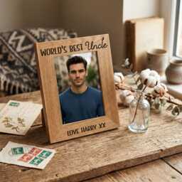 Personalised Uncle Photo Frame - Engraved Oak Wood Custom Name Gift For Best - thumbnail 4