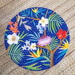 Stained Glass Coffee Table House Warming Gift Monstera Stained Mosaic Grandparent Gifts Handmade Product - thumbnail 4