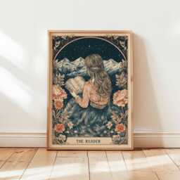 Woman Reading Poster, Gift, Summer Floral Wall Art, Feminine Aesthetic Print, Girl in Flowers Artwork, Book Lover Decor - thumbnail 1