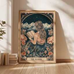 Woman Reading Poster, Gift, Summer Floral Wall Art, Feminine Aesthetic Print, Girl in Flowers Artwork, Book Lover Decor - thumbnail 2