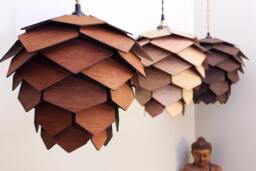 Pinecone Pendant Lamp Wood - La Cocotte Chandelier Lighting