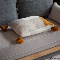 Unique Patchwork Pillow Cases - Moroccan Pompoms Pillows Case Hand-Loomed - thumbnail 3