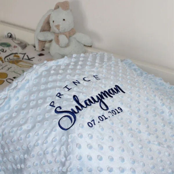 Personalised Baby Blanket - Name Embroidery Popcorn - image 1