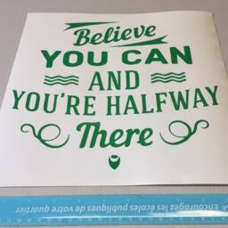 Retro Motivational Quote Decal, Believe You Can & You're Halfway There - Office Vinyl Sticker- Life Inspirational Mural Decal - thumbnail 3