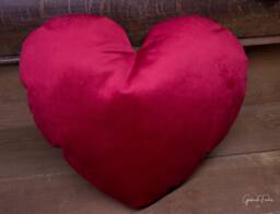 Heart-Shaped Velvet Cushion - Valentine's Day Gift, Anniversary Present, Romantic Wedding Ring With Names, Red, 35 X cm - thumbnail 1