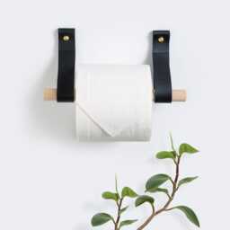 Toilet Roll Holder Kit with Leather Hooks & Wood Dowel Wall Mounted Tp Holder Farmhouse Bathroom Decor Art Scandinavian Accessories For Bath - thumbnail 4