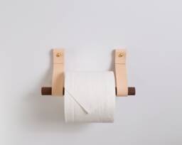 Toilet Roll Holder Kit with Leather Hooks & Wood Dowel Wall Mounted Tp Holder Farmhouse Bathroom Decor Art Scandinavian Accessories For Bath