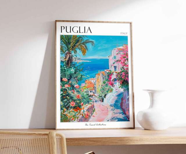 Puglia Poster, Travel Print, Italy Wall Art, Italian Decor, Gift, Art