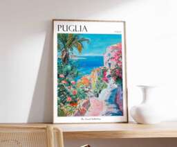 Puglia Poster, Travel Print, Italy Wall Art, Italian Decor, Gift, Art - thumbnail 1