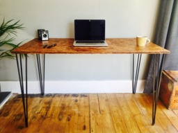 Osb Industrial Desk With Black Steel Hairpin Legs