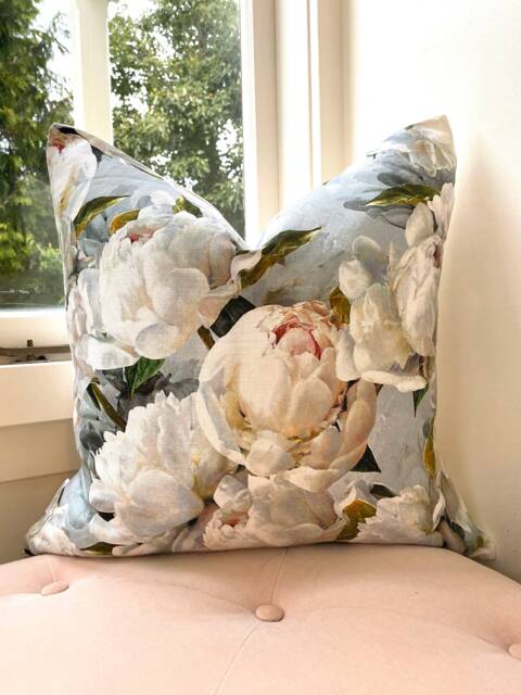 Decorative Pillow Cover in Peonia Lino Zinc, Designers Guild - image 1