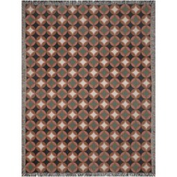 Burnt Orange & Green Mcm Pattern Woven Cotton Throw Blankets - thumbnail 4