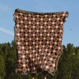Burnt Orange & Green Mcm Pattern Woven Cotton Throw Blankets - thumbnail 2