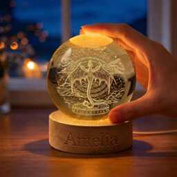 Fourth Wing Book Lamp, Light, Night Crystal Ball Dragon Rider Fantasy Scene, Tairn & Andarna Lovers - thumbnail 3