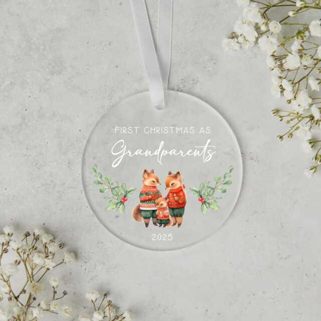 Grandparent's First Christmas Frosted Ornament - Gift 2025 Decoration Family -Christmas Bauble - image 1