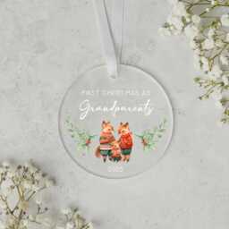Grandparent Christmas Ornament - Personalised Frosted Bauble Family Holiday Decoration, Acrylic, 8cm Diameter