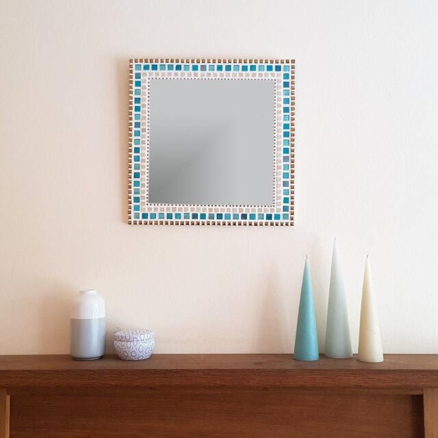 Mosaic Wall Mirror/Bathroom Decor Art Hallway /Beach House Teal Home