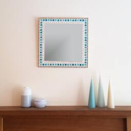 Mosaic Wall Mirror/Bathroom Decor Art Hallway /Beach House Teal Home - thumbnail 1