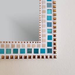 Mosaic Wall Mirror/Bathroom Decor Art Hallway /Beach House Teal Home - thumbnail 3