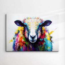 Beautiful Sheep Abstract Lamb Oil Painting Animal Splatter Style Wall Art Framed Canvas Poster Print, Home/Office Room Decor Gifts - thumbnail 3