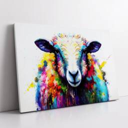 Beautiful Sheep Abstract Lamb Oil Painting Animal Splatter Style Wall Art Framed Canvas Poster Print, Home/Office Room Decor Gifts - thumbnail 2