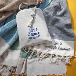Personalised Soft Cotton Throw Blanket - Handwoven Sofathrow 2nd Anniversary Gift Christmas Gift Wedding For Couple - thumbnail 1