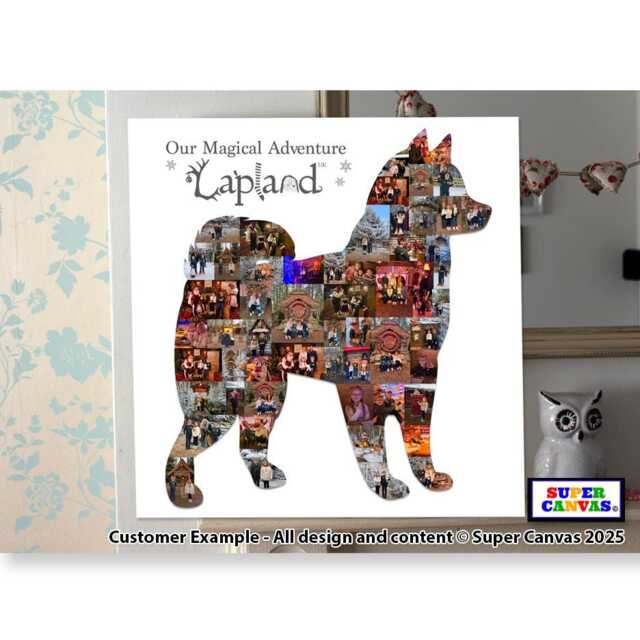 Huskey Dog Shape Pet Portrait Lapland UK Family Holiday Picture Photo Collage Wall Art Framed Canvas Print Christmas Birthday Gift - image 1