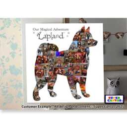 Huskey Dog Shape Pet Portrait Lapland UK Family Holiday Picture Photo Collage Wall Art Framed Canvas Print Christmas Birthday Gift - thumbnail 1