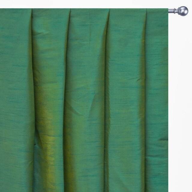 Aqua & Yellow Art Silk Curtain Panels, Faux Curtains - Rod Pocket, Grommet, Box Pleat, Three Pinch Tab Top Plain Ring Top - image 1