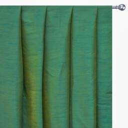 Aqua & Yellow Art Silk Curtain Panels, Faux Curtains - Rod Pocket, Grommet, Box Pleat, Three Pinch Tab Top Plain Ring Top - thumbnail 1