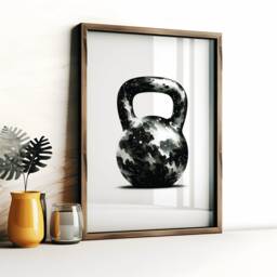 Gym Wall Art Set - 3 Prints - Watercolour Design Dumbbell Poster Fitness Pictures Kettlebell Home Artwork Weightlifting Gift - thumbnail 3