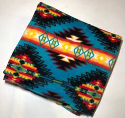 Zoofleece Traditional Southwestern American Blanket Pattern Blue Yellow Quilt Throw Comfortable Aztec 50x60