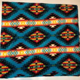 Zoofleece Traditional Southwestern American Blanket Pattern Blue Yellow Quilt Throw Comfortable Aztec 50x60 - thumbnail 2