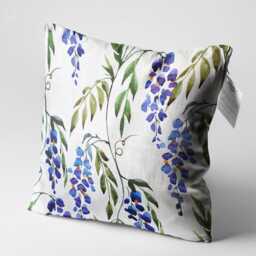 Blue Wisteria Chenille Cushion Cover - Double Sided Floral Pillow - thumbnail 3