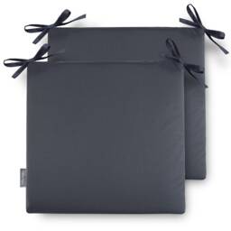 Set Of 2 Water Weather Resistant Garden Outdoor Cushion Seat Chair Pads Soft Foam, Zipped Cover Available in 3 Sizes - Grey - Plain - thumbnail 1