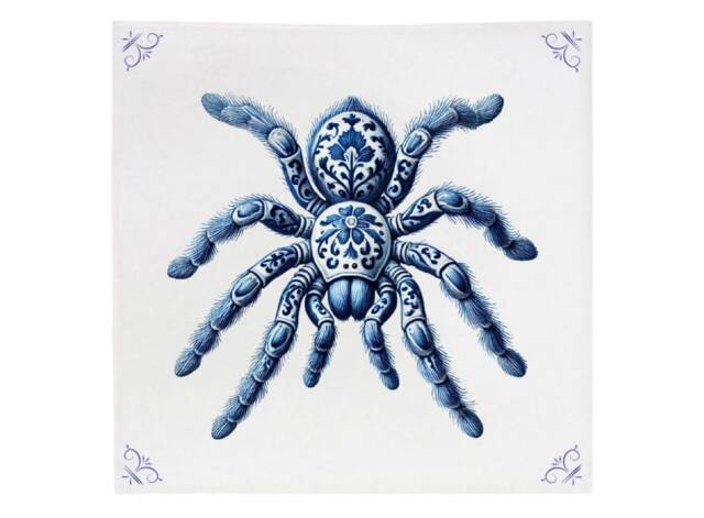 Tarantula, Tile, Delft Blue, Kitchen Decor, Spider, Bathroom Wall Art, Blue Ceramic, Backsplash, Spider - image 1