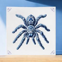 Tarantula, Tile, Delft Blue, Kitchen Decor, Spider, Bathroom Wall Art, Blue Ceramic, Backsplash, Spider - thumbnail 3