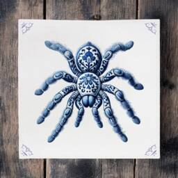 Tarantula, Tile, Delft Blue, Kitchen Decor, Spider, Bathroom Wall Art, Blue Ceramic, Backsplash, Spider - thumbnail 2