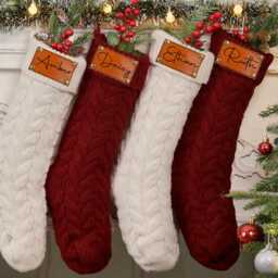 Personalized 2025 Family Stockings, Christmas Stockings With Name, Christmas Tree Decor, Leather Knitted Christmas Stockings, Holiday - thumbnail 3