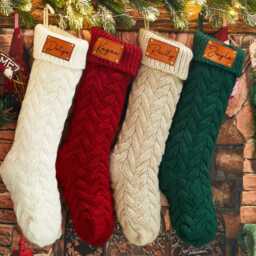 Personalized 2025 Family Stockings, Christmas Stockings With Name, Christmas Tree Decor, Leather Knitted Christmas Stockings, Holiday - thumbnail 4