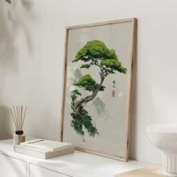 Quiet Strength - Japandi Bathroom Wall Art Japanese Bonsai Print Minimal Zen Decor - thumbnail 2