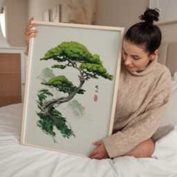 Quiet Strength - Japandi Bathroom Wall Art Japanese Bonsai Print Minimal Zen Decor - thumbnail 3