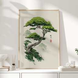 Quiet Strength - Japandi Bathroom Wall Art Japanese Bonsai Print Minimal Zen Decor - thumbnail 1