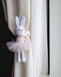 Ballerina Bunny Curtain Tieback Rabbit Tie Back Nursery Animal Bunny Nursery Decor