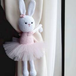 Ballerina Bunny Curtain Tieback Rabbit Tie Back Nursery Animal Bunny Nursery Decor - thumbnail 3
