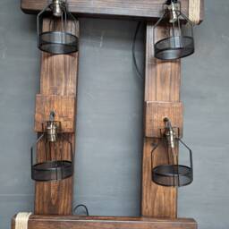 Wood Chandelier With 4/6 Lights, Rustic Lighting, Light Fixture, Suspended, Hanging, Farmhouse, Industrial - thumbnail 2