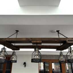 Wood Chandelier With 4/6 Lights, Rustic Lighting, Light Fixture, Suspended, Hanging, Farmhouse, Industrial - thumbnail 3