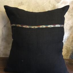 Vintage Handmade Lu Textile Silk Cotton Sateen Hemp Pillow Cover in The North Of Vietnam - thumbnail 4